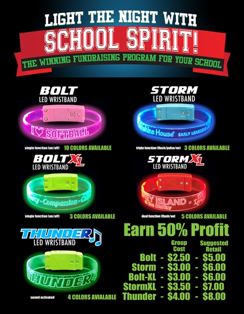 Click this image to view the order form - Light the Night with School Spirit LED Bracelets!