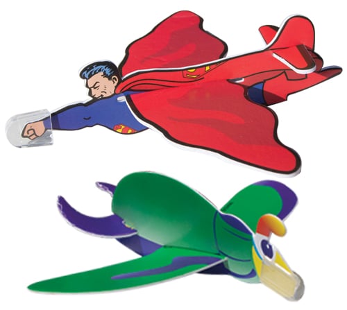 Superman and a beetle glider toys