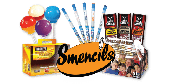 Smencils - sample items and prizes