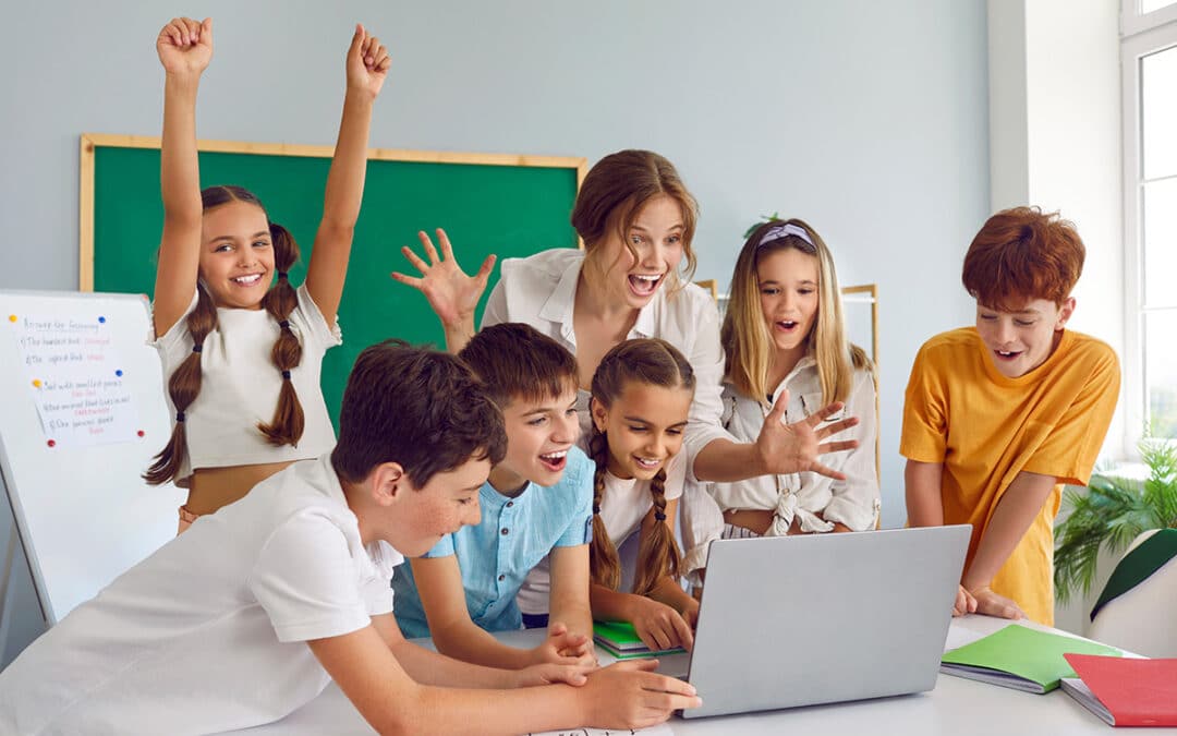 Teacher With Kids Celebrating